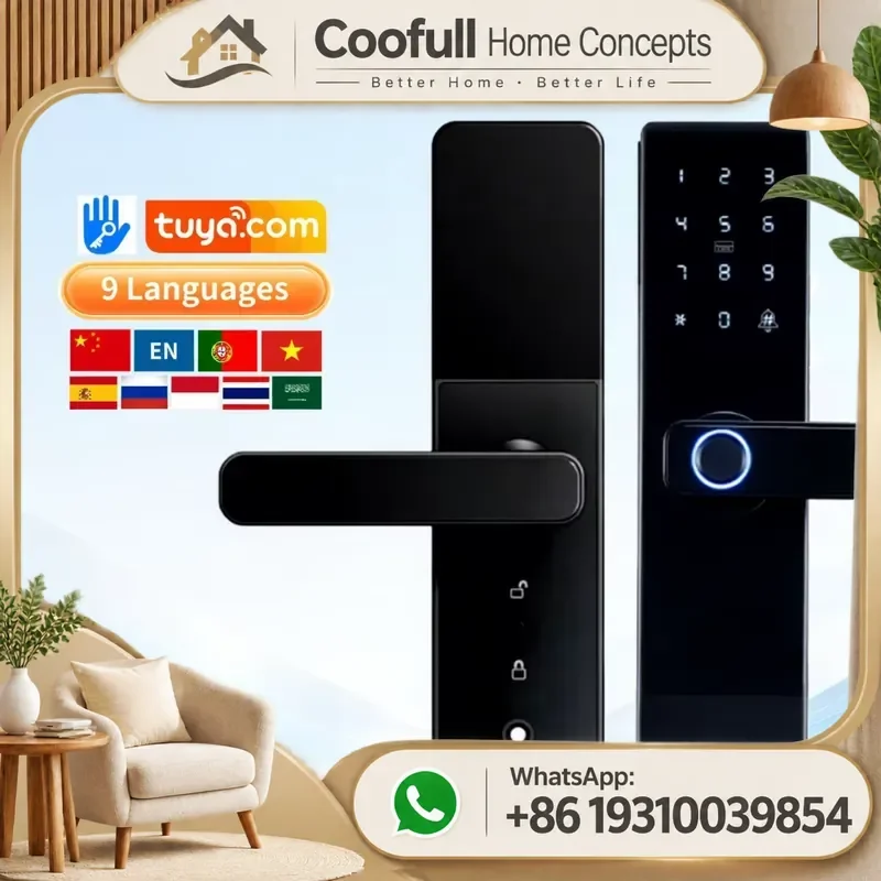 Tuya Smart Door Lock Biometric Fingerprint Low Noise Keyless Entry Digital Code For Apartment Room Home Security
