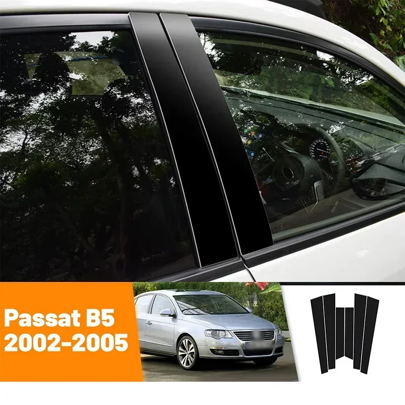 

Для VW Passat B5 2002-2005 2003 2004, черные двери и окна из углеродного волокна B C, стойки, декоративные наклейки