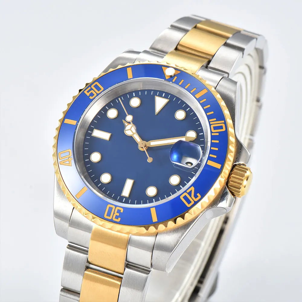 Custom Logo 40mm Mens Automatic Watch Sterile Dial green luminous Sapphire Crystal Japan NH35 Movement Mechanical Watch ﻿
