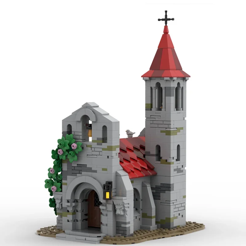 

Новая модель для сборки MOC (1310 деталей): Средневековая деревенская церковь, модульный конструктор, игрушка-подарок для детей