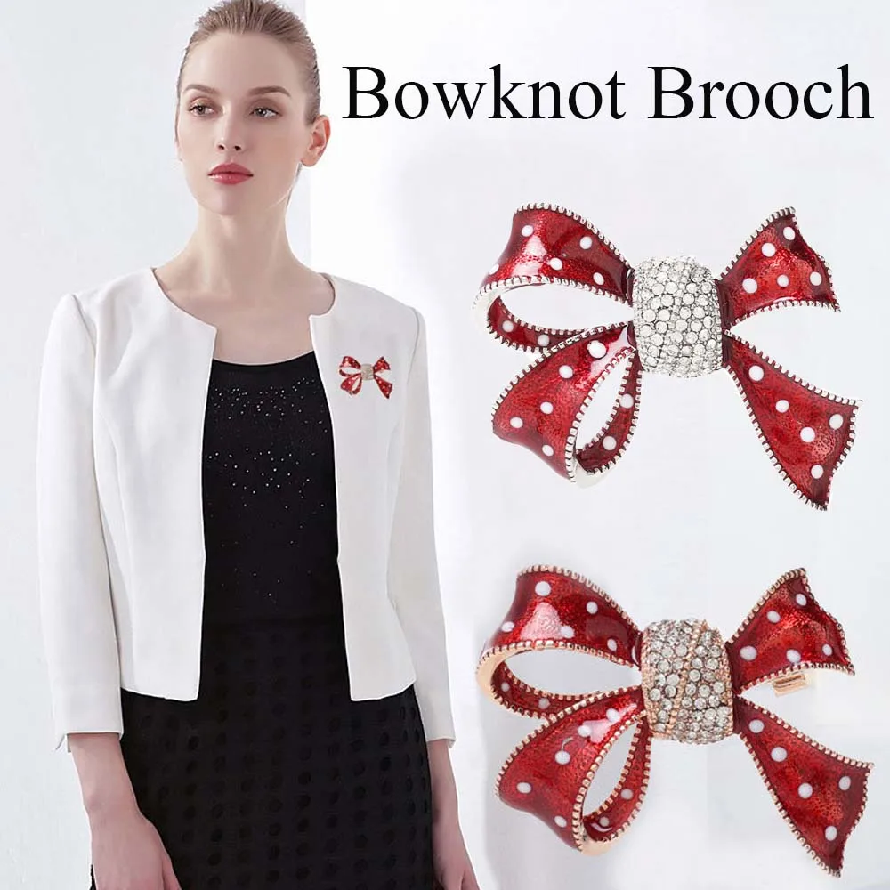 البرية أنيقة المرأة المينا كريستال القوس مجوهرات مقلدة Bowknot بروش دبابيس بروش وشاح زر