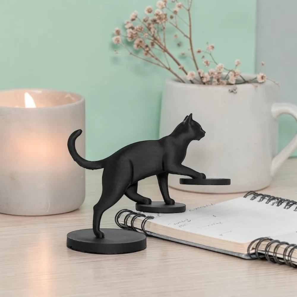 3D Printed Cat Descending Stairs Statues Unique Go Upstairs/Downstairs Desktop Dog Figurine Cute
