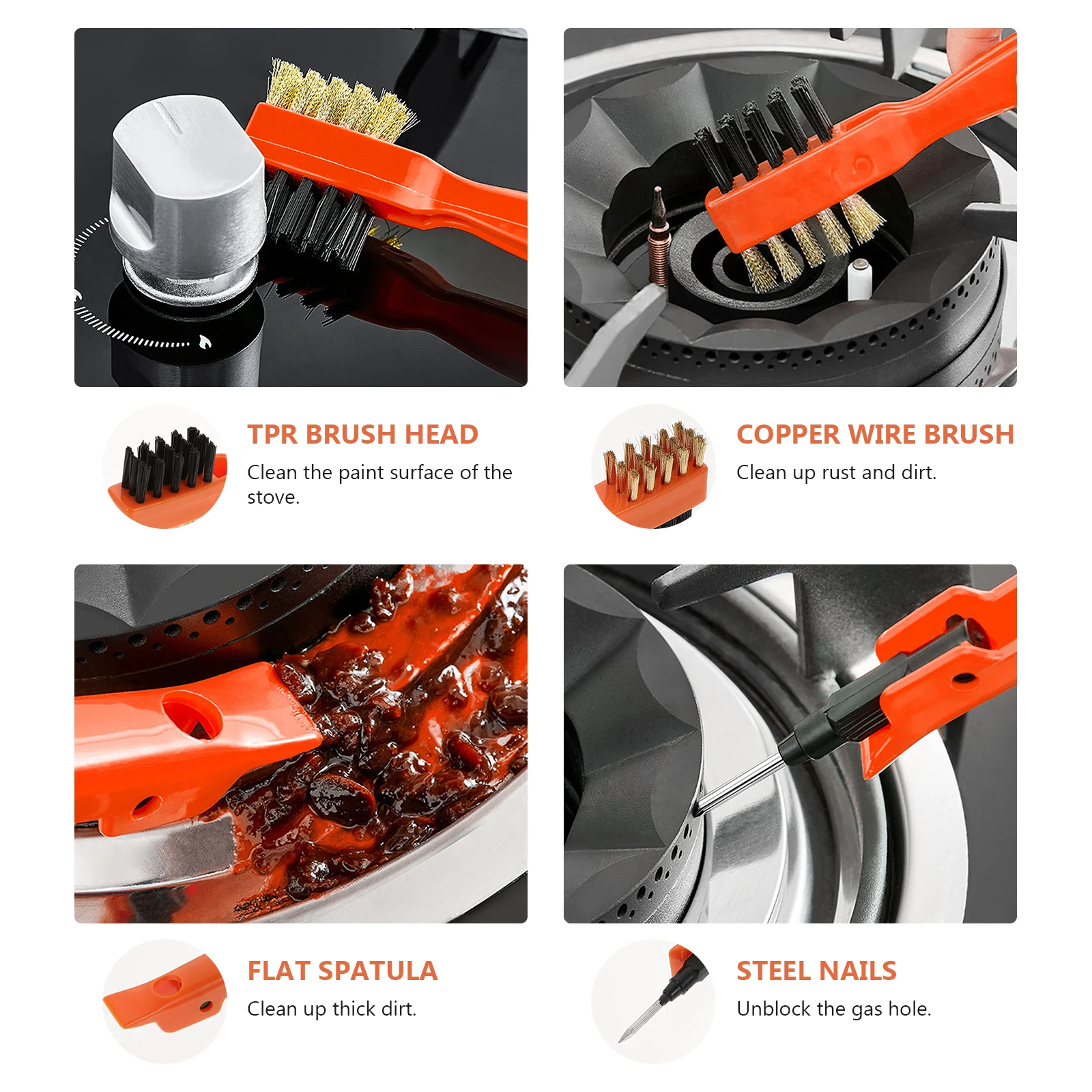 

Kitchen Cleaning Brush Simple Cooktop Brush For Oil Stain Removal Gas Stove Rust Scrub Tool Orange Multi Purpose Grinding Tool