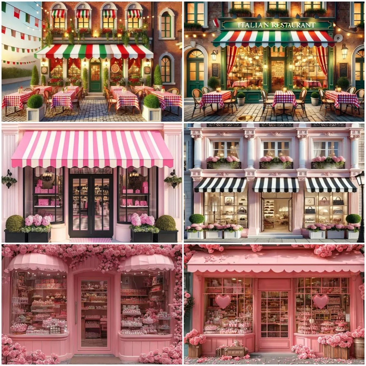 

Shop Theme Photography Background Pizza Ice Cream Floral Dessert Shop Backdrop Celebration Activities Party Decoration Banner