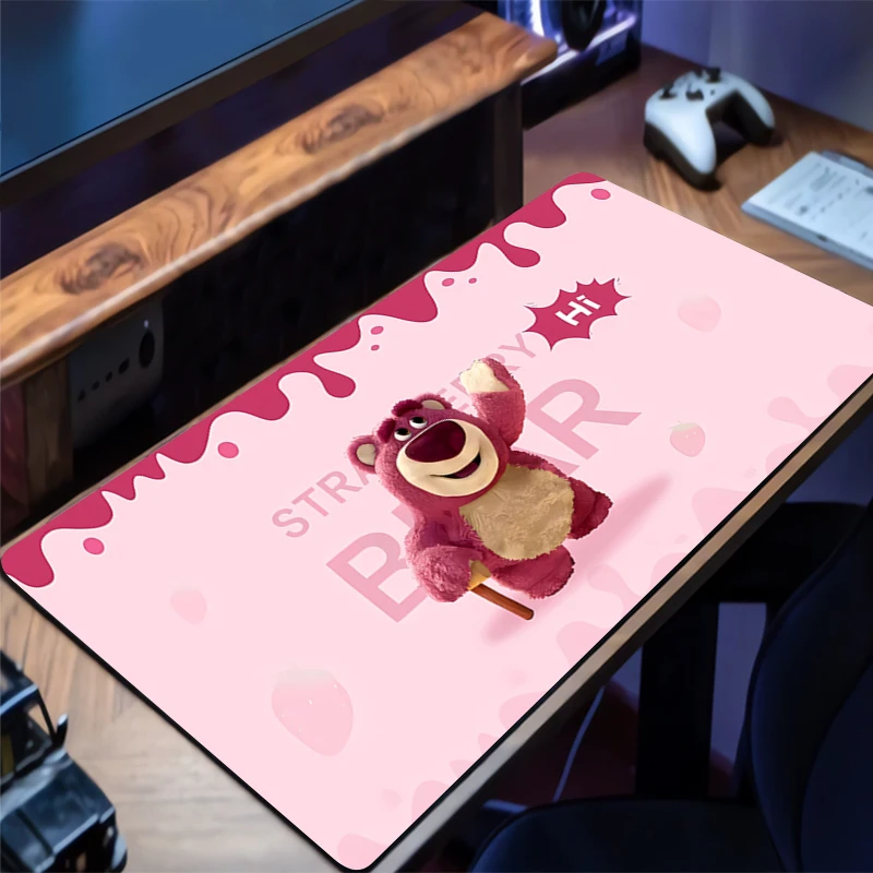 

Strawberry Bear L-lotso Mousepad Office Computer Desk Mat Keyboard Mouse Pad Laptop Cushion Anti-slip Deskpad PC Large Mousepad