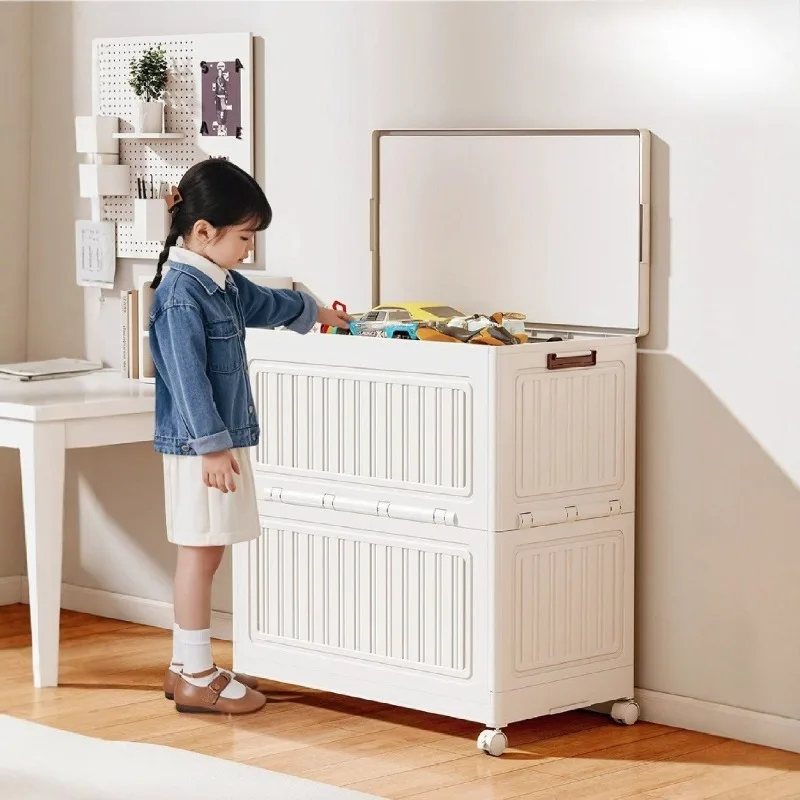 

Foldable Storage Box Large Capacity Household Organizer Boxes Clothing Storage Container with Pulley Organization Furniture