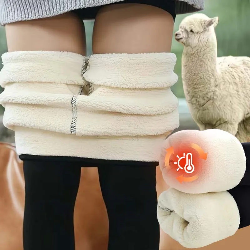 

Winter Lamb Fleece Leggings Women Thicken High Waist Butt Lifter Warm Fleece Shark Tights Large Sizes Elastic Wind-proof Pants