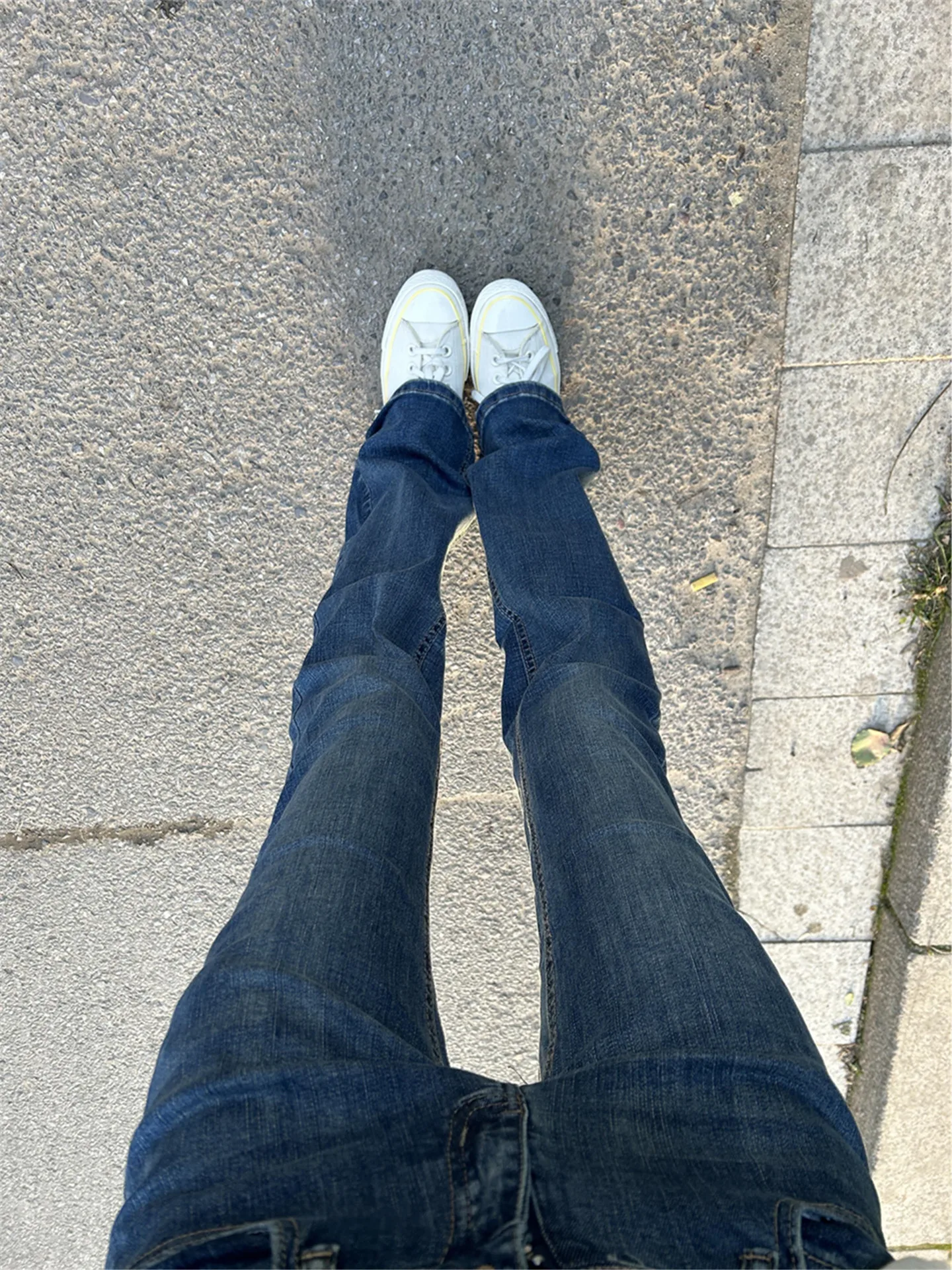 

American Street Style Low Waist Bell Bottom Jeans Women's Slimming Long Extended Floor Length Pants Casual Cotton Denim