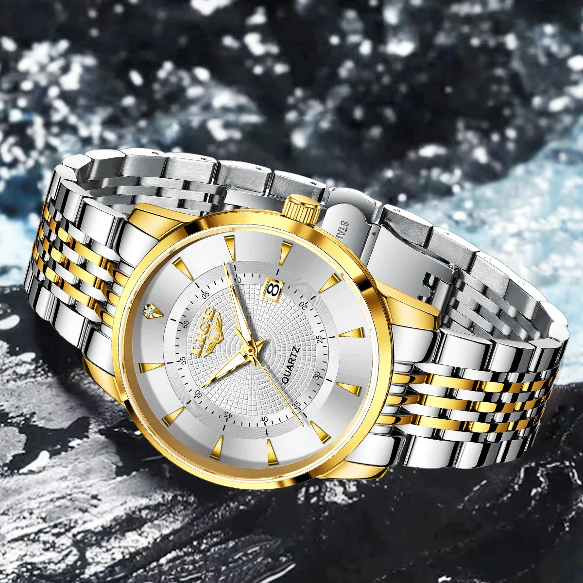 LIGE Orologi al quarzo casual con quadrante semplice per donna Orologio da polso da donna con data automatica impermeabile di lusso alla moda elegante in acciaio inossidabile