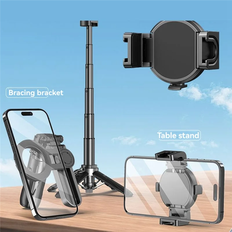 ABKI-Mini trépied perche à selfie Bluetooth extensible avec conception magnétique-portable et multifonctionnel