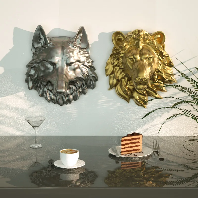 Epoxy Resin Mold Three-Dimensional Statue By Decorative Wall Hangings Pieces Wolf Head Lion's Head Animal Silicone Mold