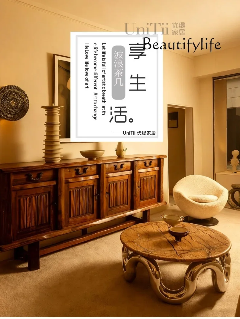 SS Marble Electroplating Round Coffee Table Special-shaped Creative Villa Meeting Guests To Discuss The New High-end Coffee Tabl