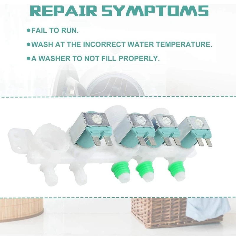 วาล์วน้ำเข้า DC97-15459G สำหรับเครื่องซักผ้าซัมซุงแทนที่ PS4220861 AP5623056 EAP4220861 3276197 WA48J7700AW WA456DRHDSU