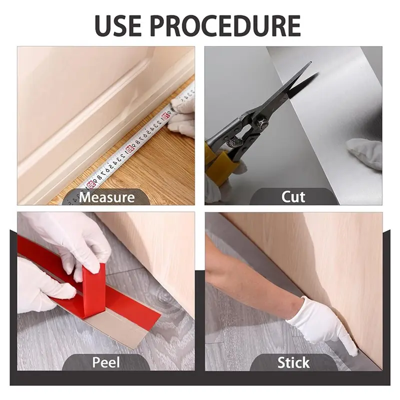 THIVN-2X Stainless Steel Kick Plate, Peel And Stick Kickplate Base Cover,Baseboard Molding Trim Kitchen Cupboard Silver