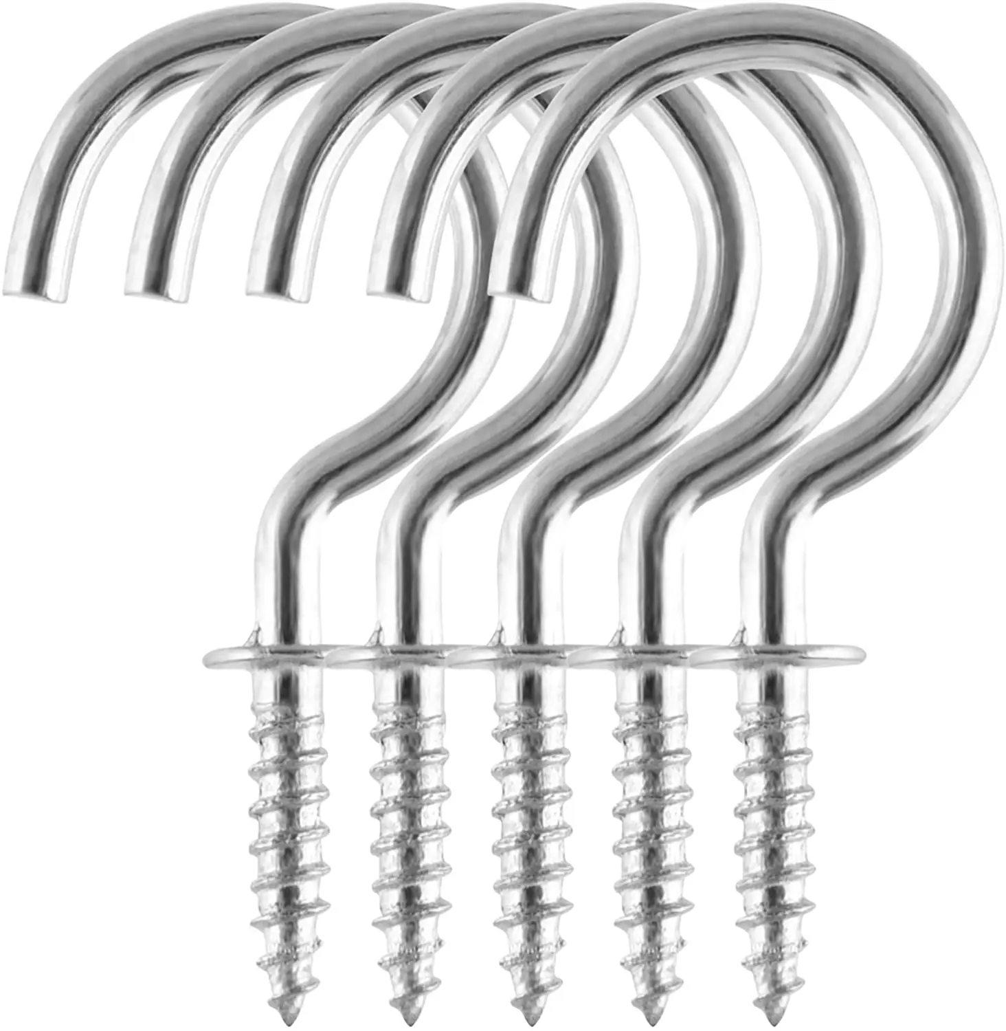 120Pcs 1 Inch Screw-in Hooks for Hanging Cups and Plants,Metal Ceiling Hooks Brass Plated Hook Holder,Silver