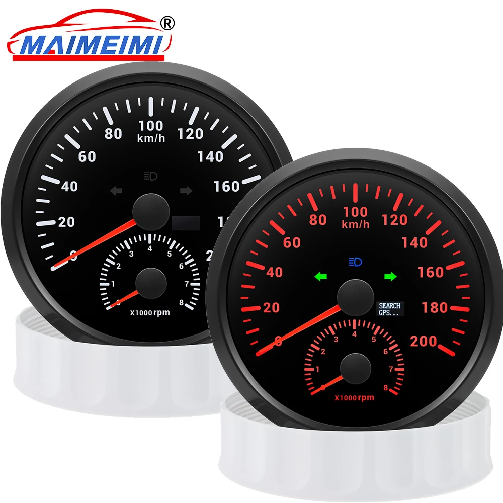 

﻿ 2 в 1 цифровая указка для автомобиля, грузовика, лодки, GPS-измеритель скорости, 110 мм, GPS-спидометр с тахометром, красная подсветка