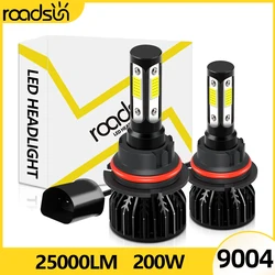 Bombillas de faro delantero LED de alta calidad, lámpara antiniebla de haz alto/bajo HB1 9004, 9004 K, 200 K, 6000 W, 25000LM, 8000K, blanco, azul hielo, 2 piezas