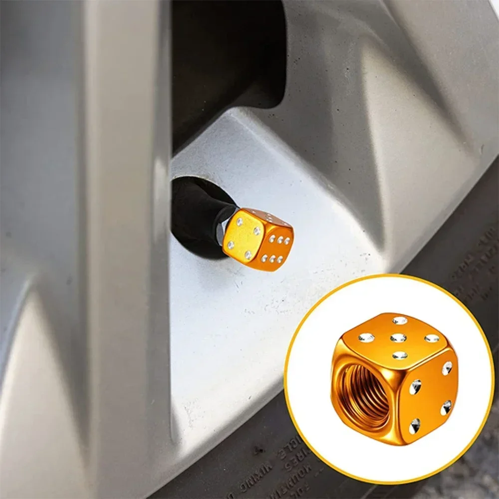 4PC Dice Style Dice Valve Cover Nipple Cover Wheel Tire Cover Tire Valve Plug Alloy Wheel ABS Car Motorcycle Each Válvula Pneu