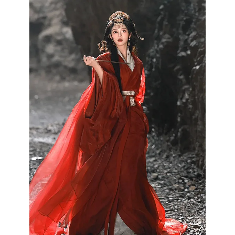 

Wei Jin Dynasty Southern and Northern Dynasties Hanfu Women's Red Ancient Style Wedding Dress Super Fairy-like Elegant Adult