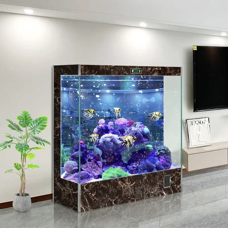 Fish tank household small and medium square against the wall large back filter ecological landscaping Jinlong fish tank