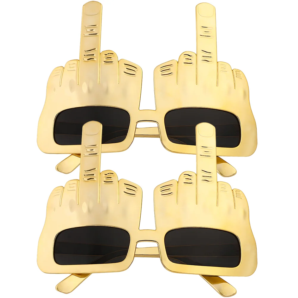 

2 Pcs Funny Glasses Sun Creative Middle Finger Sunglasses Party Prop Halloween Novelty Plastic