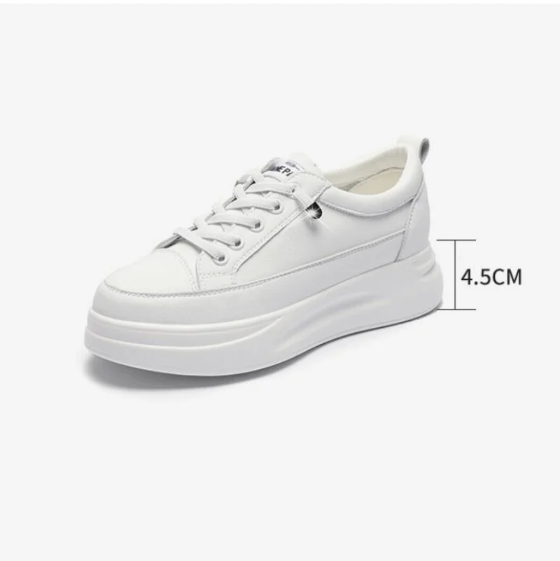 

Женские туфли из натуральной кожи на платформе, дышащие, белые кроссовки, осенне-зимняя коллекция 2025 года