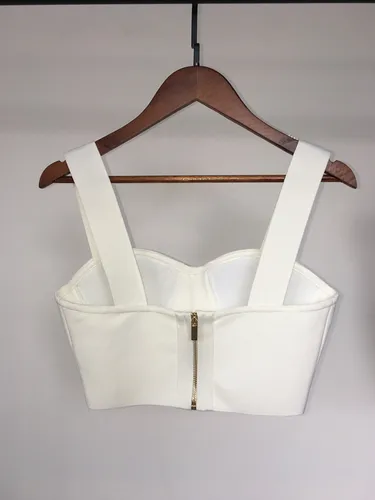 Imagen 2 del producto Top Bandage para mujer, camiseta Sexy sin tirantes, Espalda descubierta, color naranja, negro y blanco, 2023