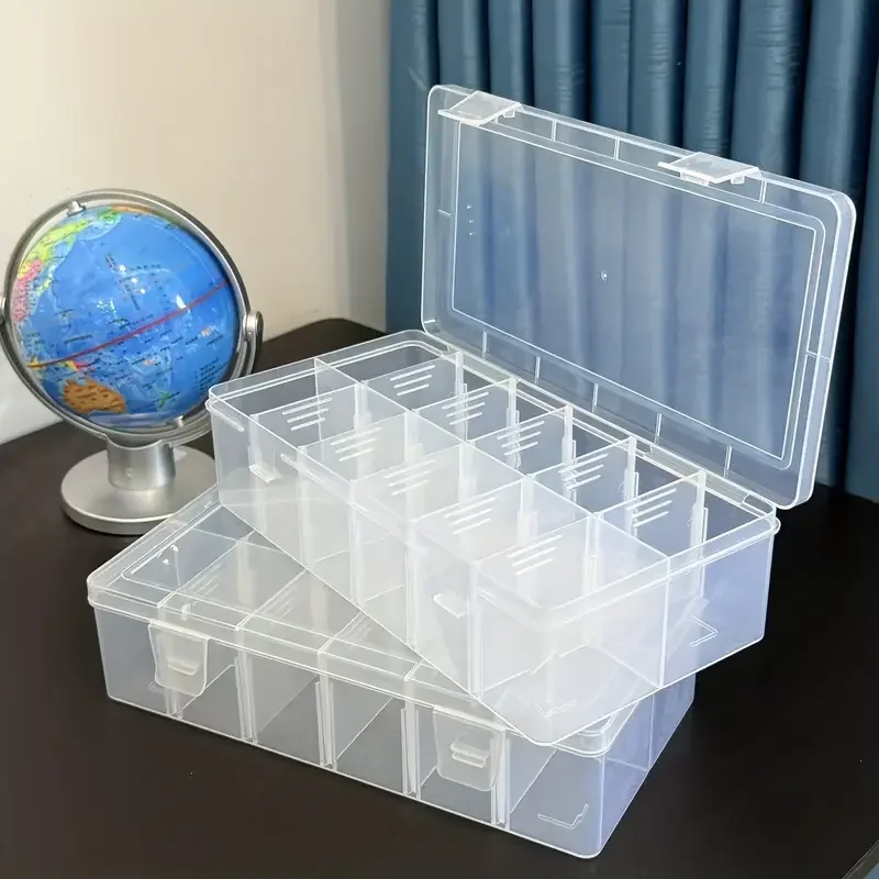 

1Pc 12 Grids Transparent Plastic Storage Organizer Compartment Adjustable Container Box For Jewelry Button Rectangle Box Case