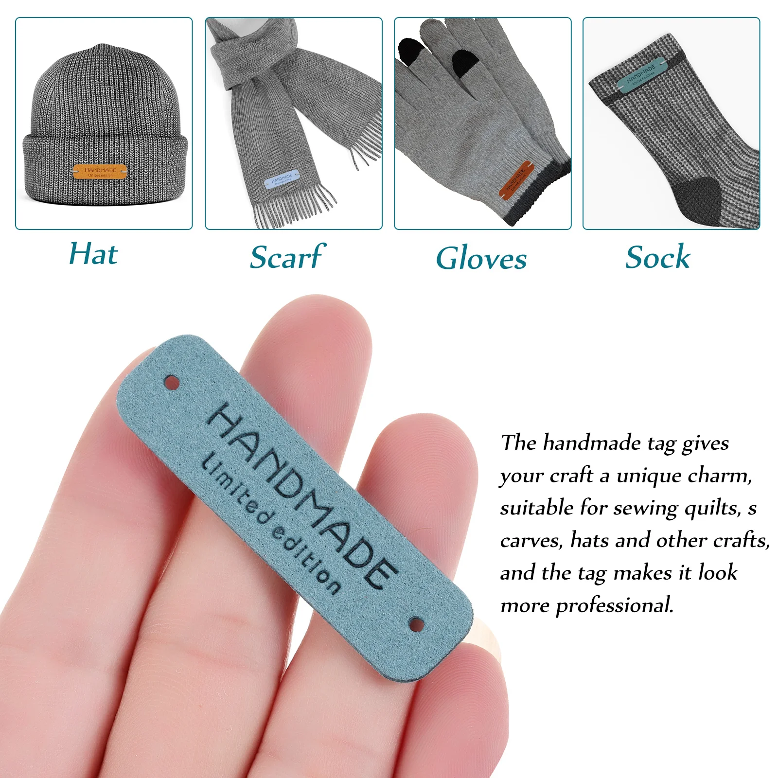 

50Pcs DIY Handmade Tags Pre-Drilled Holes Easy to Sew for Clothing Quilts Hats Scarves Handmade Labels Fabric Sewing Tags