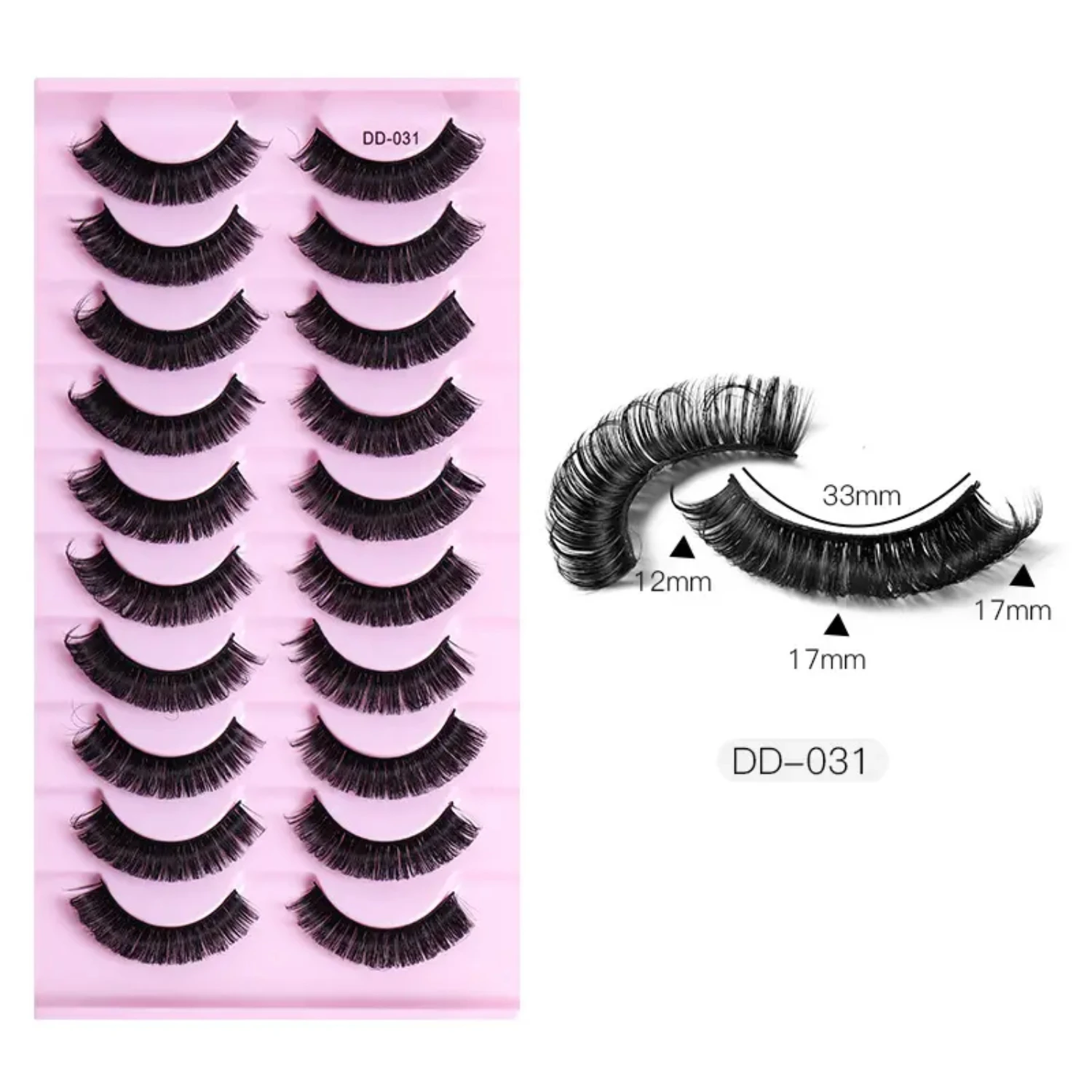 

Stunning Multi-layer Large-curvature False Eyelashes - Ideal for Dazzling Performances and Everyday Use, Set of 10