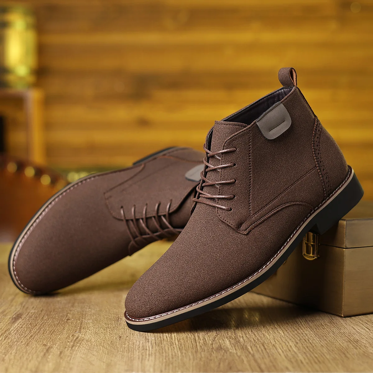 British Style Matte Black Ankle Boots for Men Fashion Casual Retro Lace Solid Color Autumn Winter New Designer Shoes Boots Man