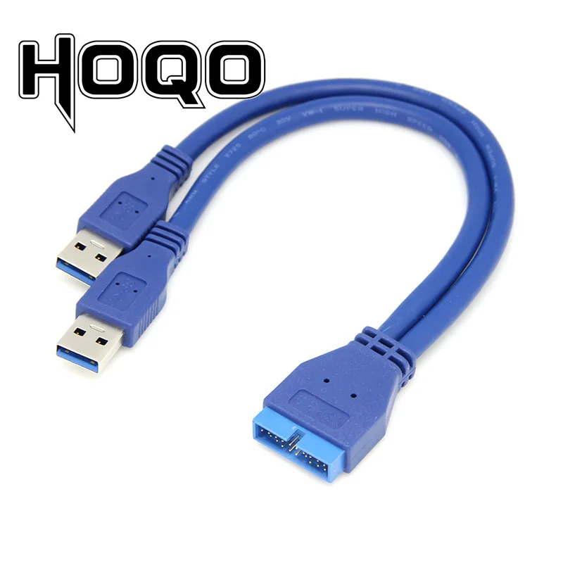 

USB3.0 Dual USB A male to Motherboard Mainboard 20Pin Cable 2*USB A to 19 Pin USB Extension cable 50cm 20Pin to USB 3.0 cable