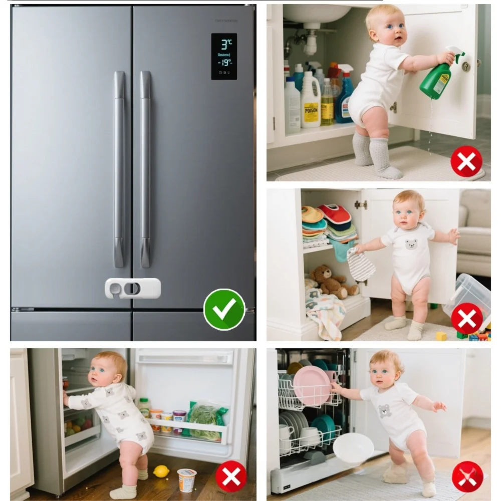 1pcs New Security Protection Unisex Safety Cabinet Lock Anti-Pinch Hand Multi-function Drawer Door Locks Plastic Safety Lock