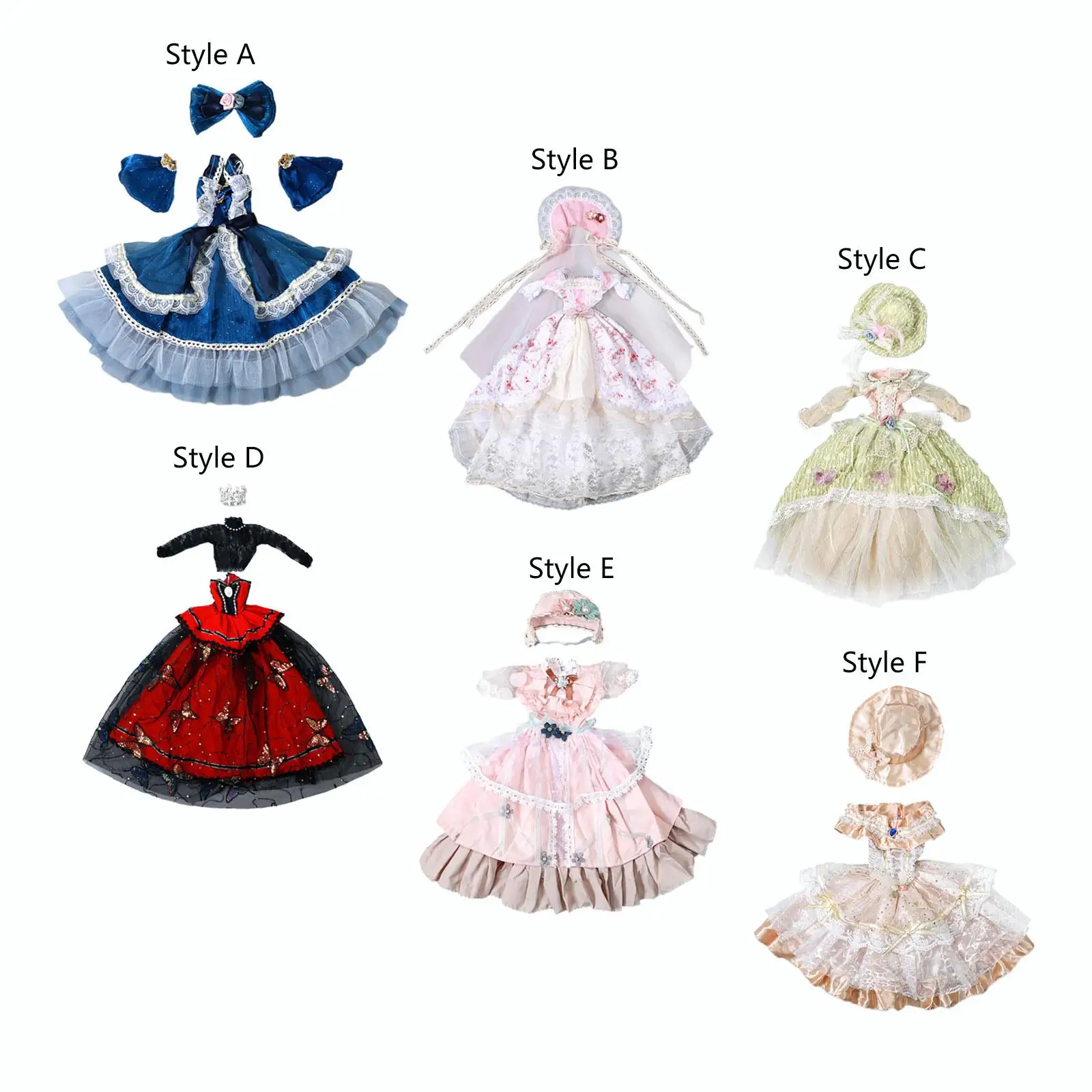 Simulation Doll Clothes 24inch Female Doll Retro Style Dress Handmade Easy to