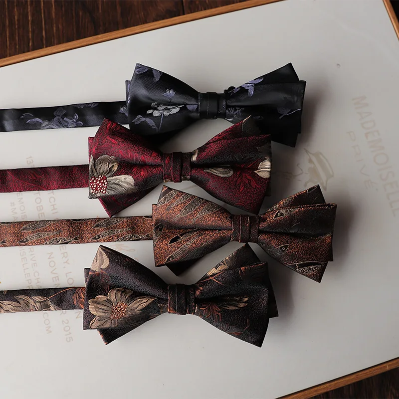 British Formal Flower Brown Bow Ties Men's Business Banquet Butterfly Floral Cartoon Bear Bowties Groom Wedding Party Bowknot