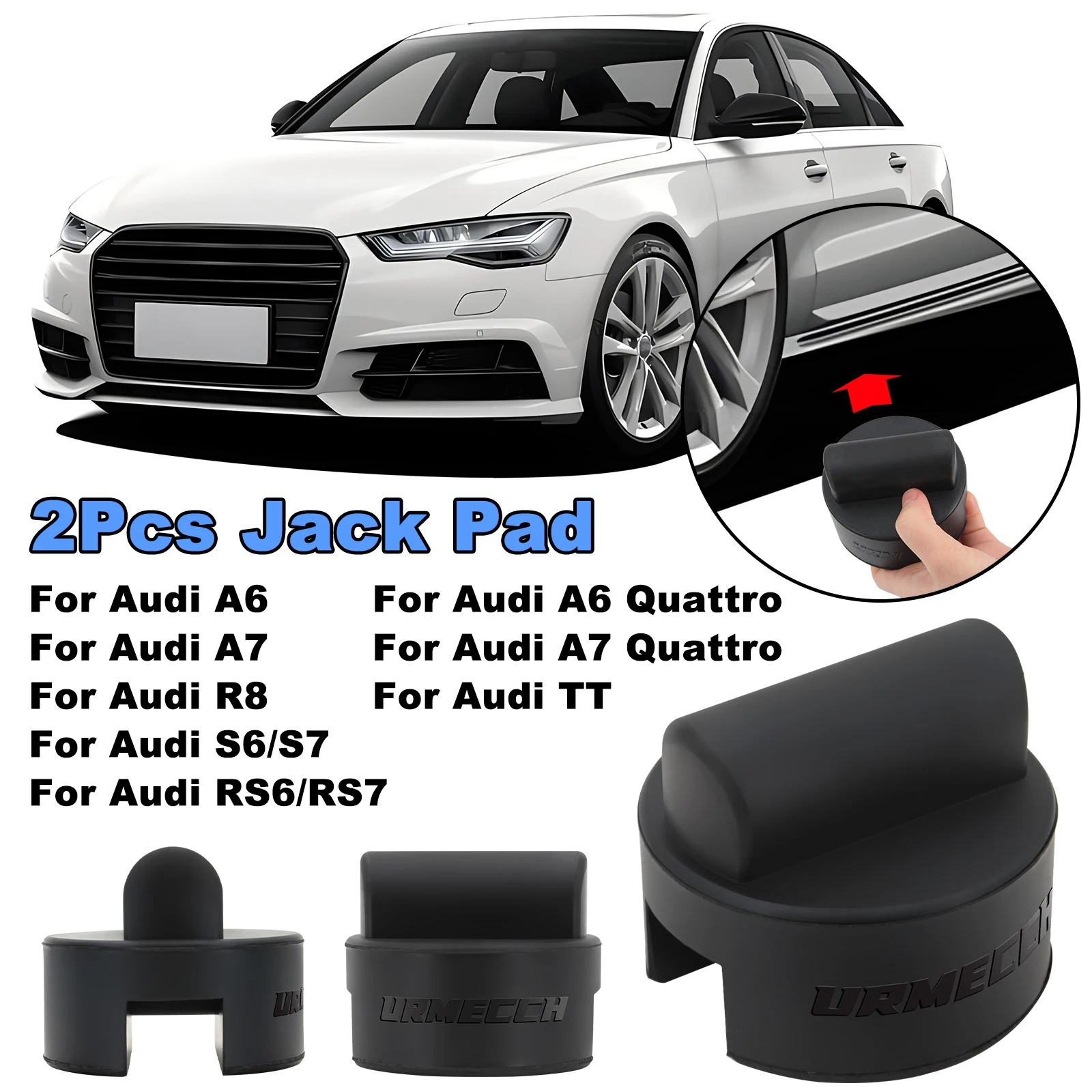 Car Jack Stand Adapters For Audi A6 A7 R8 RS TT Rubber Jack Pad Floor Slotted Frame Rail Protector Keeps Pinch Weld