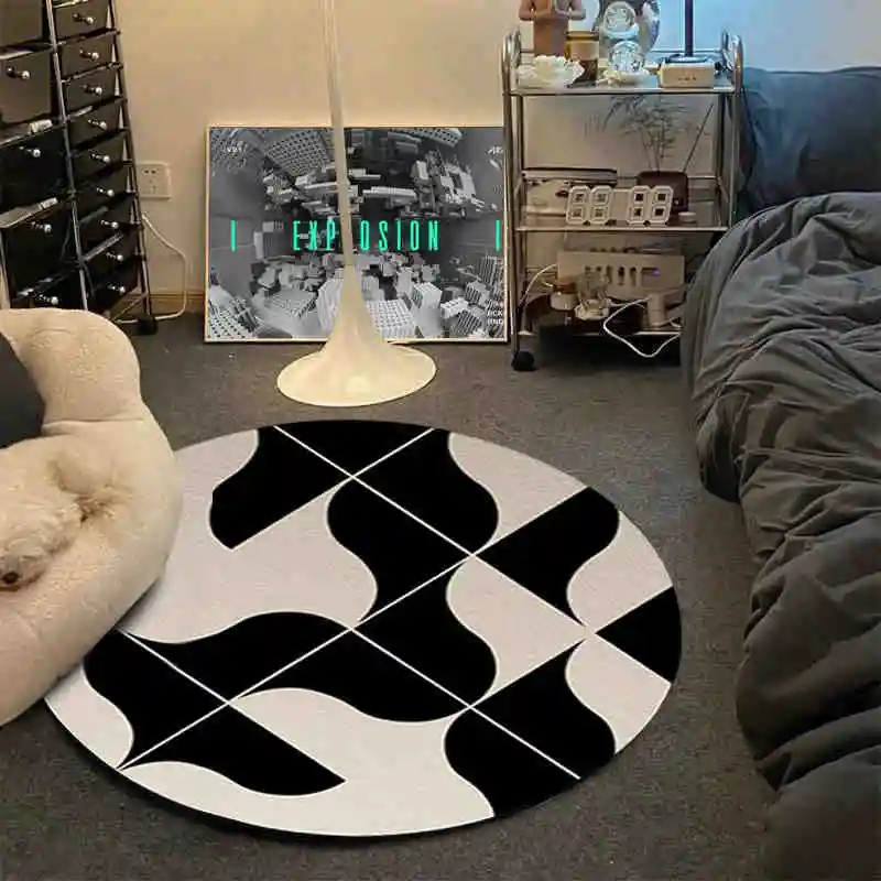 VIKAMA1PC Simple Black No. 8 Imitation Cashmere Carpet Dirt Resistant Sofa Coffee Table Blanket Bedroom Bed Blanket Home Decor