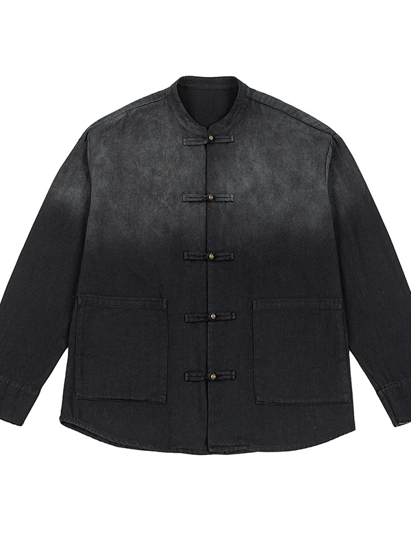 

Мужская куртка свободного кроя с медными пуговицами и воротником-стойкой, осень-зима, обычная рабочая одежда, пальто с изменением цвета, традиционное китайское...