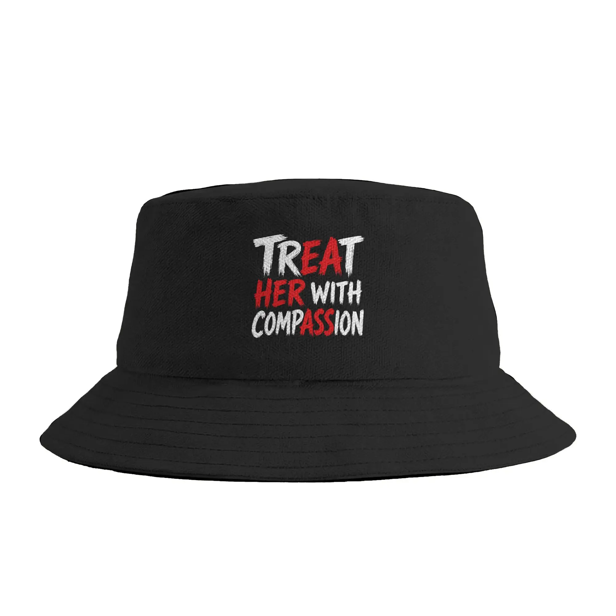 Chapeau de pêcheur pour femme, modèle « Traitez-la avec compassion », chapeau de pêcheur tendance, casquette de pêche portable, design hip-hop, chapeau de soleil