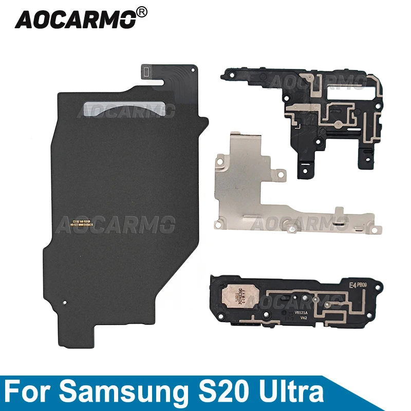 Aocarmo For Samsung Galaxy S20U S20 Ultra Wireless Charging Coil NFC Loudspeaker Signal Antenna Motherboard Metal Sheet Cover