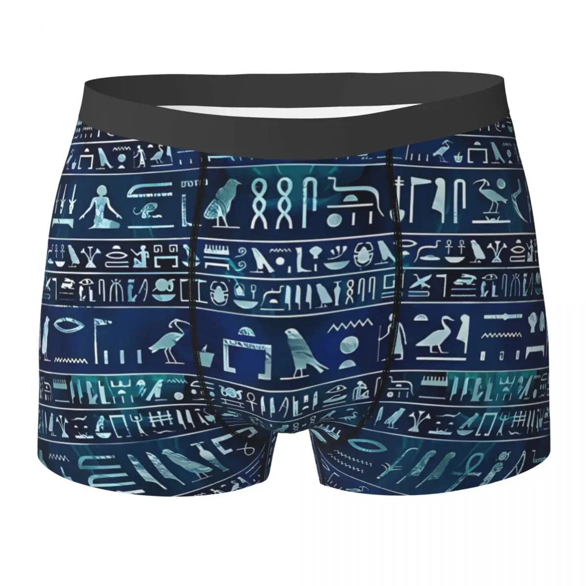 Ancient Egyptian Art Hieroglyphs Blue Underwear Male Boxer Brief Breathable Boxer Shorts High Quality Print Plus Size Panties