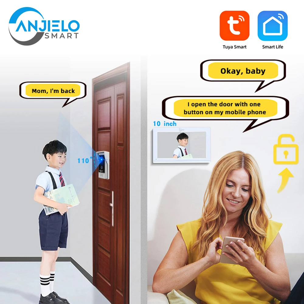 10 Inch Video Intercom Kit In Een Privé Huis Wifi 1080P Oproeppaneel Deurbel Camera Deurtelefoon Voor Appartement thuis Tuya Smart
