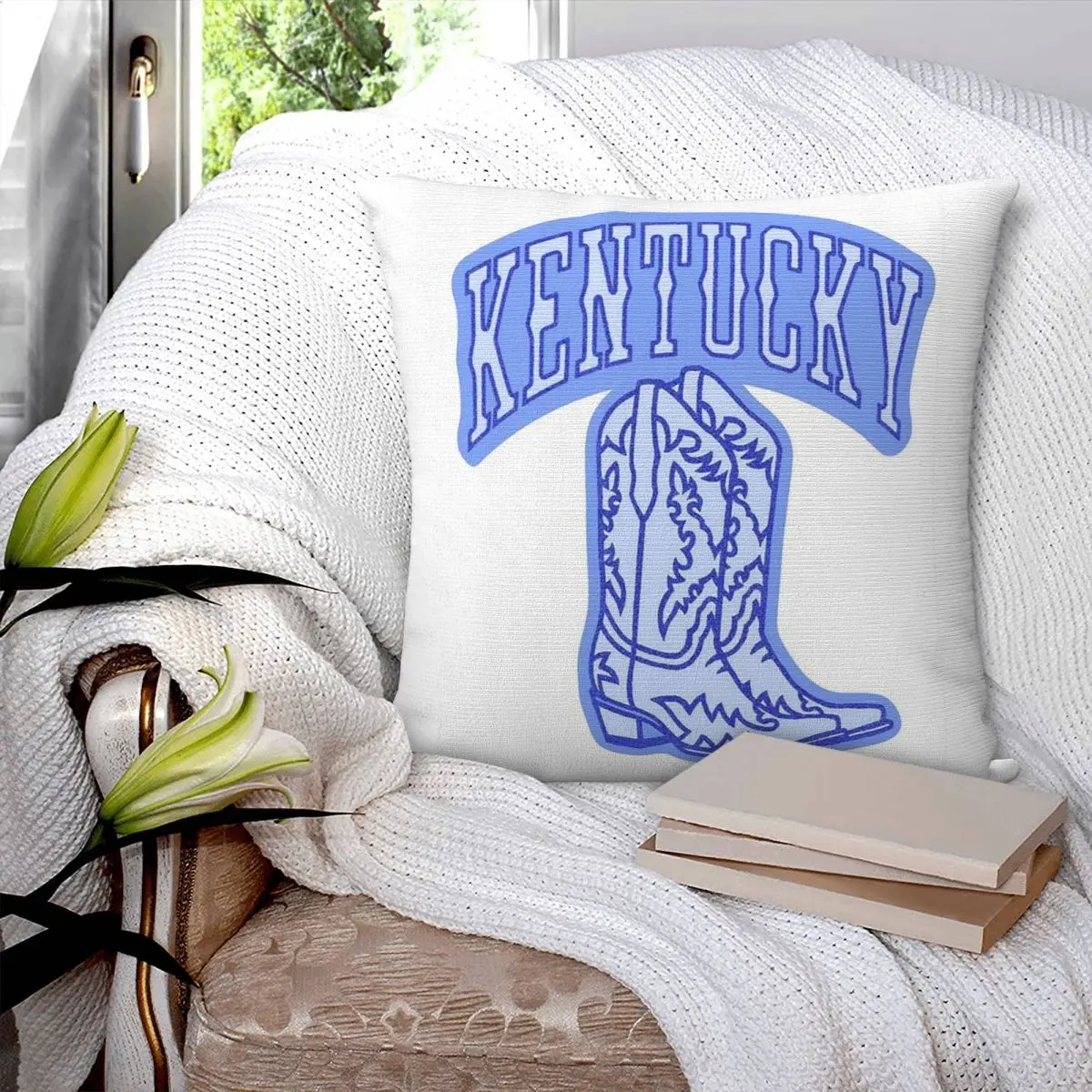 Kentucky Blue Boots Square Pillowcase Pillow Cover Polyester Cushion Decor Comfort Throw Pillow for Home Sofa