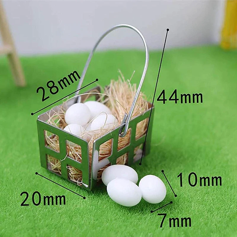 1/12 Dollhouse Miniature Egg Basket Kitchen Scene Model DIY Dollhouse Pretend Play Toys Dollhouse Accessories