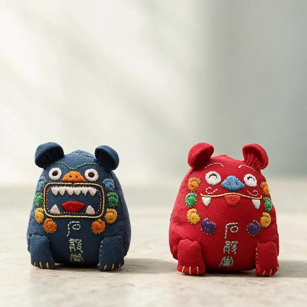 Diy Embroidery Kit Cute Handmade Chinese Traditional Shigandang Amulet Lucky Stuffed Doll Blessed Ornament Home Decor Craft Gift
