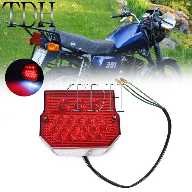 Motorcycle Rear Tail Brake Light w/ License Plate Lights For Simson SR50 S51 SUZUKI TS125 TS150 TS250 TS MZ ETZ 150 250 251 301