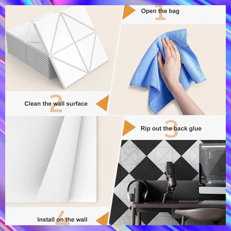 

12Pcs Self Adhesive Acoustic Panels,12X12X0.4 Inch Soundproof Wall Panels For Home, Recording Studio, Office White Easy To Use