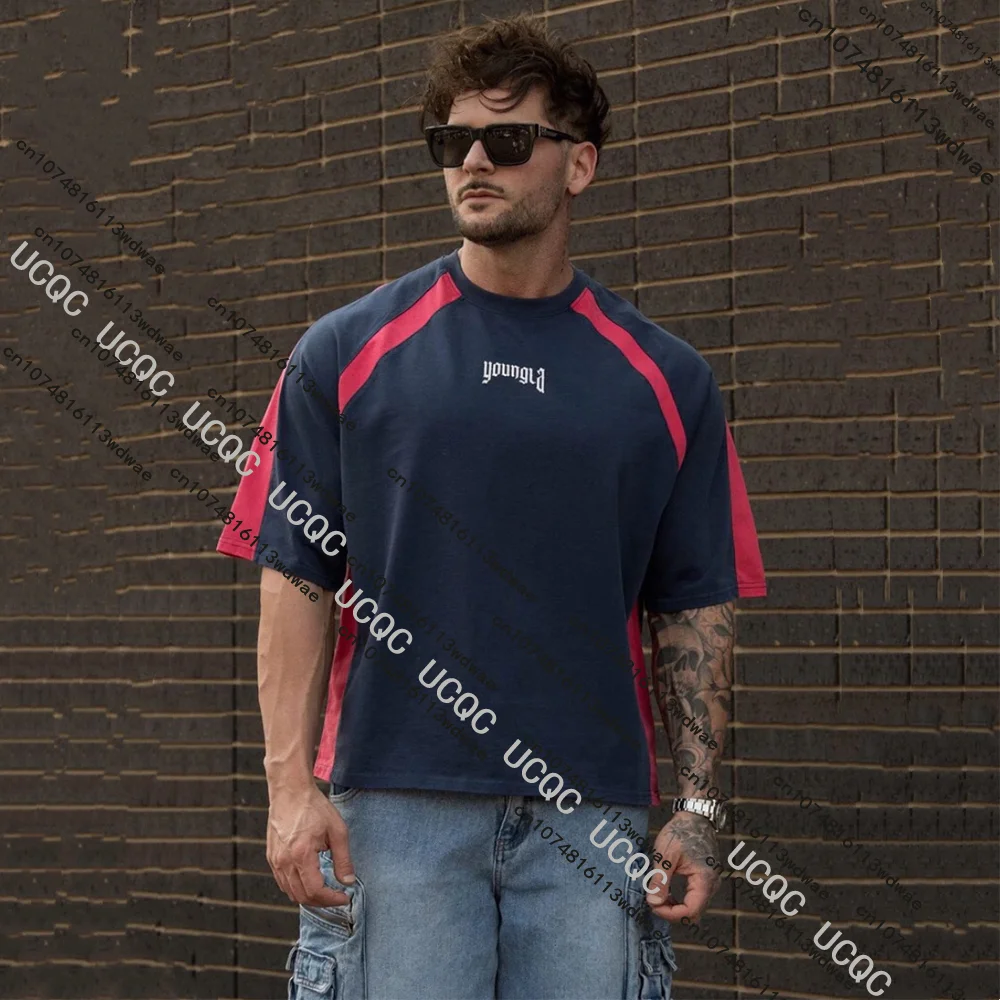 النمط الأمريكي الجديد الرجال المتضخم تي شيرت الركض رياضة العضلات الرياضة اللياقة البدنية التمويه الربط مطبوعة قصيرة الأكمام رداء علوي غير رسمي