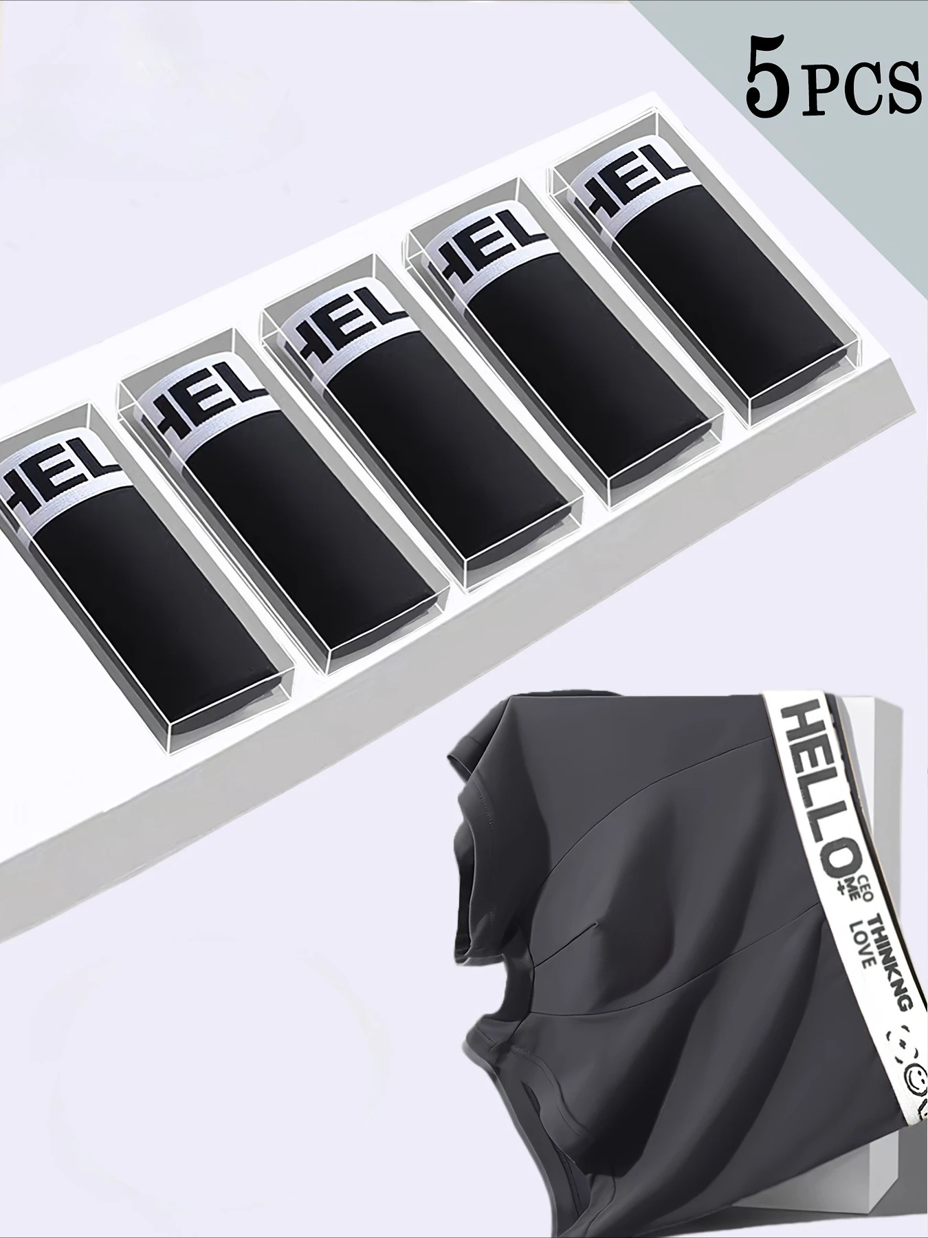 

5pcs/set Men Boxer Shorts Men's Underwear Summer Breathable Plus Size Underpants U Convex Lingerie Cool Sexy Panties