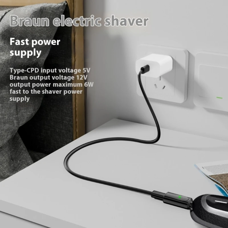 Compact USB C Shaver Adapter Connector with LED Light Lightweight Design for Dedicated Shavers Travel Use